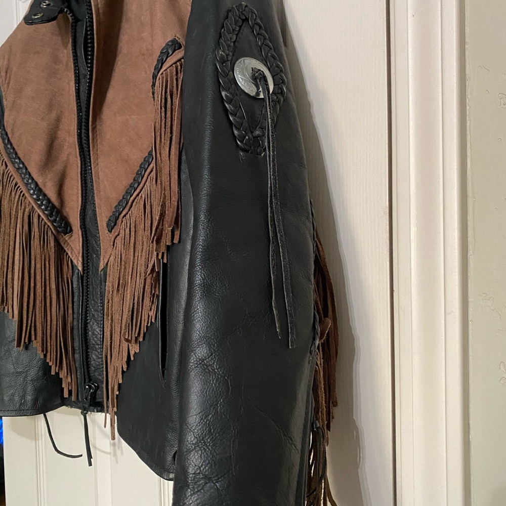 Legends Rider Wear Black and Brown Fringe Leather Jacket size L. Cowboy/Biker - Picture 5 of 16